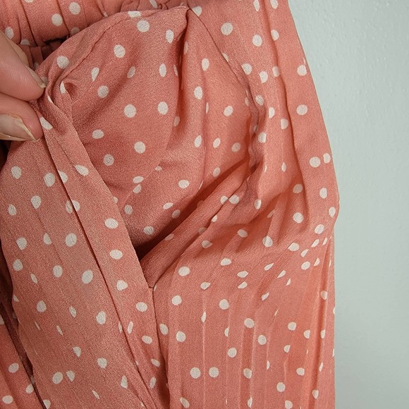 S Polka dot skirt Accordion Pleats Pink White EE - Picture 6 of 10